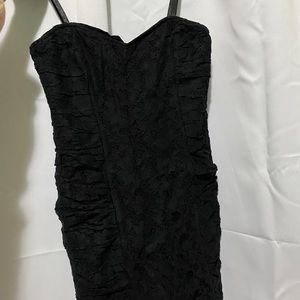 Black Spaghetti Strap Lace Bodycon Dress